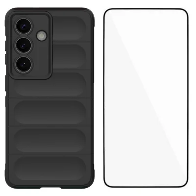 WANLONFENG For Samsung Galaxy S26 TPU Case  HD Series Anti Slip Phone Cover with Tempered Glass - Black