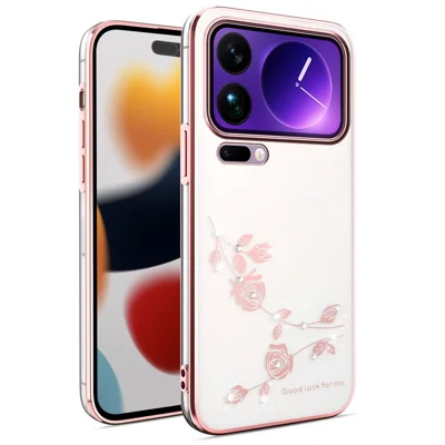 KADEM For Xiaomi 17 Pro Max Case Flower Rhinestone Decor TPU Phone Cover - Rose Gold