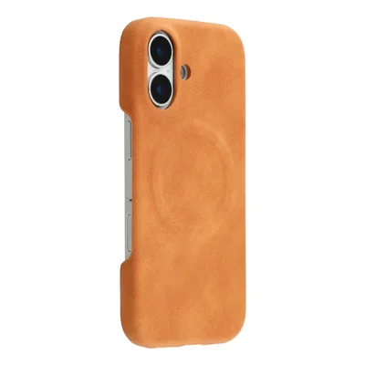 For iPhone 16 Plus Case Compatible with MagSafe Skin-Touch Leather + PC Back Cover - Yellow