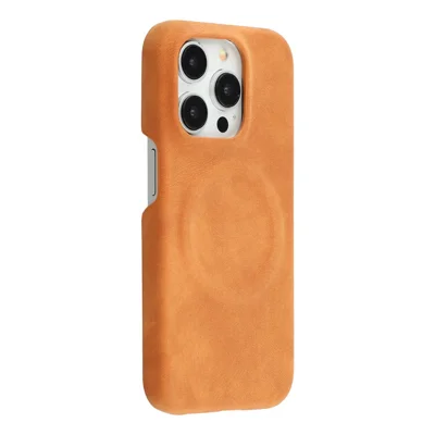 For iPhone 15 Pro Max Case Compatible with MagSafe Skin-Touch Leather + PC Back Cover - Yellow