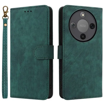 Voor Honor X9d 5G / X70 5G Hoesje Portemonnee RFID Blokkering PU Leren Telefoonhoesje met Stand en Bandje - Groen