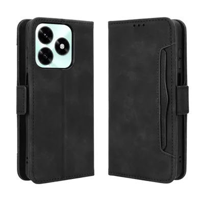 For Honor X5c Plus 4G Leather Case Phone Wallet Cover with Multiple Card Slots - Black