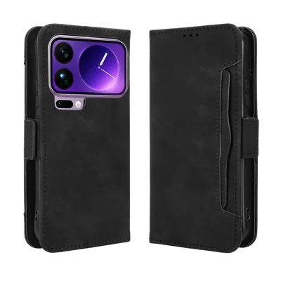For Xiaomi 17 Pro Leather Case Phone Wallet Cover with Multiple Card Slots - Black