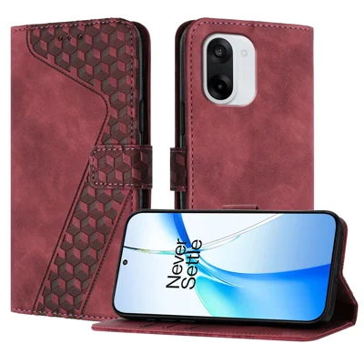 For OnePlus Ace 5 Racing 5G / OnePlus Nord CE 5G Leather Case 7-Shaped Pattern Wallet Stand Shockproof Phone Cover - Brown