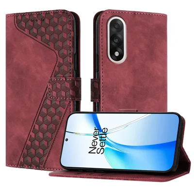 Voor OnePlus Ace 5 Ultra 5G / OnePlus Nord 5 5G Leren Hoesje 7-Vormig Patroon Portemonnee Stand Stootvaste Telefoonhoes - Bruin