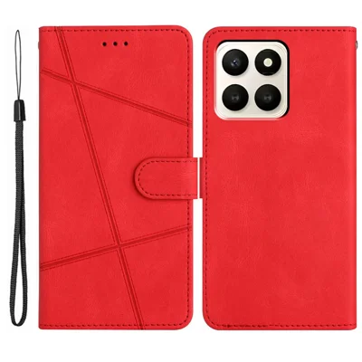 For Honor X7d 5G Case Crazy Horse Texture PU Leather Wallet Stand Phone Cover - Red
