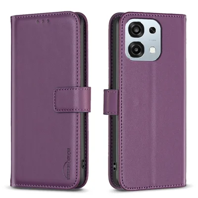 BINFEN COLOR For Oppo A6 Pro 5G Phone Case  BF17 Wallet Folio Flip Leather Cover - Dark Purple