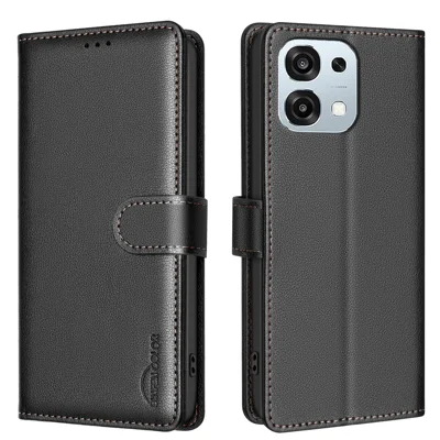 BINFEN COLOR For Oppo A6 Pro 5G Leather Case  BF32 Wallet RFID Blocking Phone Cover - Black