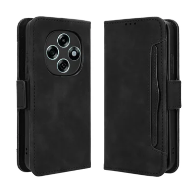 For Oppo F31 Pro 5G Leather Case Phone Wallet Cover with Multiple Card Slots - Black