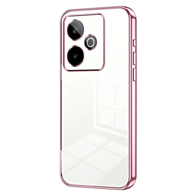 For Realme GT 7 5G Case Electroplating Frame Soft TPU Phone Cover - Pink