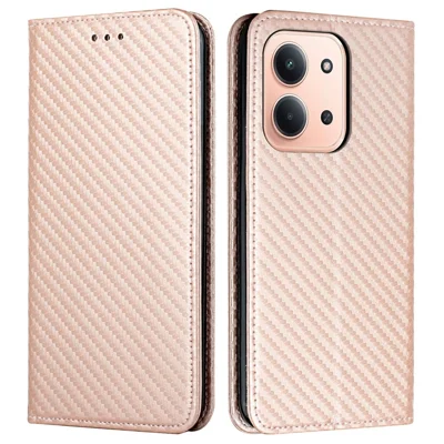 Leather Case for Xiaomi Redmi 15C 4G (EU) (173mm) / 15C 5G (EU) (173mm) / Poco C85 4G (173mm) Stand Phone Cover Strong Magnetic Closure - Rose Gold