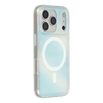 For iPhone 17 Pro Max Case Shimmering Starry Stripe Pattern TPU + PC Phone Cover Compatible with MagSafe - Blue