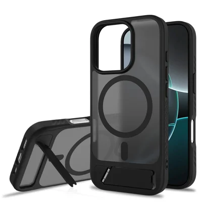 Großeinkauf für iPhone 16 Pro Hülle kompatibel mit MagSafe Skin Feel PC + TPU Ständer Handyhülle - Schwarz