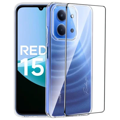 For Xiaomi Redmi 15C 5G (EU) (173mm) / 15C 4G (EU) (173mm) Clear TPU Anti-Scratch Phone Case + 2.5D Arc Edge Screen Protector
