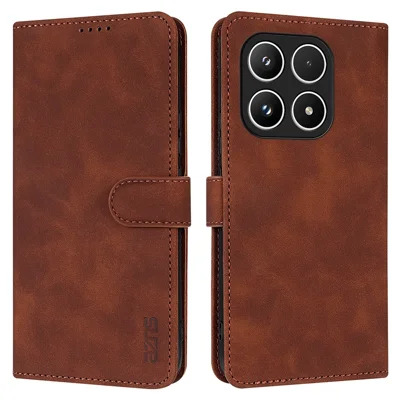 AZNS For Xiaomi 17 Case PU Leather Wallet Phone Cover - Brown