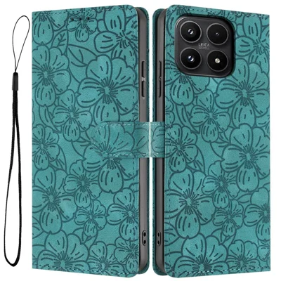 Voor Xiaomi 17 Flip Case Kersenbloesem Patroon Leren Portemonnee Stand Telefoonhoes met Polsbandje - Groen