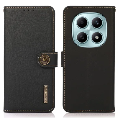 KHAZNEH för Xiaomi Redmi Note 15 5G (Kina) etui i äkta nöt-läder med plånbok - Svart