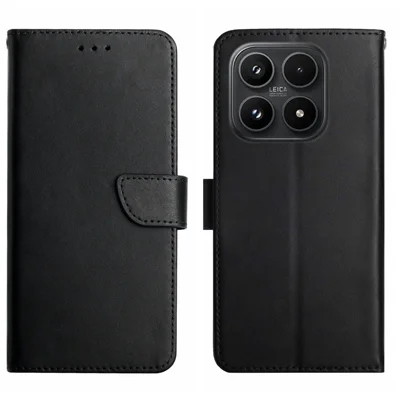 For Xiaomi 17 Case Genuine Cow Leather Phone Cover Nappa Texture - Black