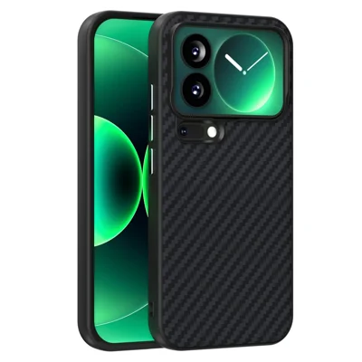 ABEEL For Xiaomi 17 Pro Magnetic Case Wide Carbon Fiber Texture Back Cover - Black