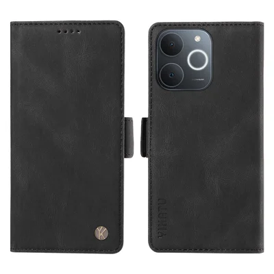 YIKATU For Realme Narzo 80 Lite 4G / Realme Note 70 4G / Realme Note 70T 4G / Realme C71 4G (India) Leather Case  YK-005 Skin-touch Feeling Wallet Phone Cover - Black