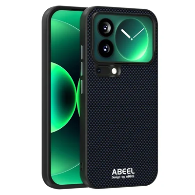 ABEEL For Xiaomi 17 Pro Magnetic Case Printed PC TPU Aluminum Alloy Leather Phone Cover - Black