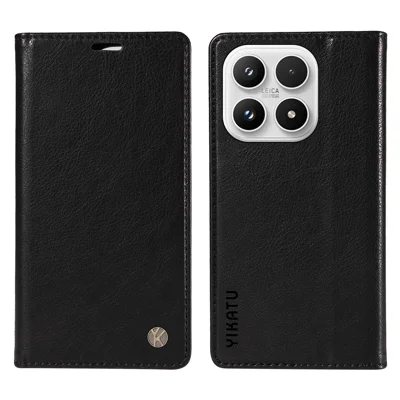 Voor Xiaomi 17 Wallet Case YIKATU YK-006 Magnetische Sluiting Leren Telefoonhoes Litchi Structuur - Zwart