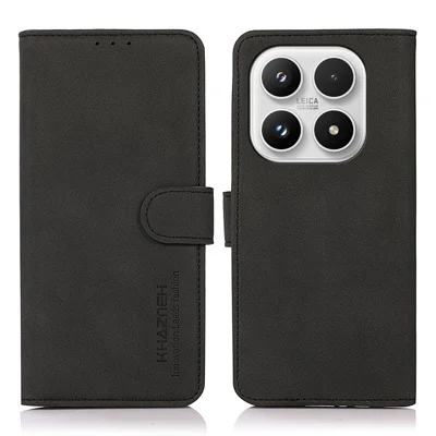 KHAZNEH Para Xiaomi 17 Capa Antirrisco de Couro PU Carteira Suporte para Telefone - Preto