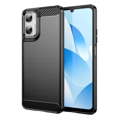 Funda protectora para Motorola Moto G06 4G / G06 Power 4G, textura de fibra de carbono cepillada - Negro