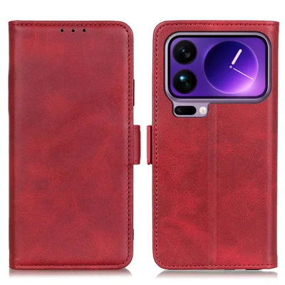 Capa para Xiaomi 17 Pro - Textura de Couro de Vaca PU Leather - Vermelho