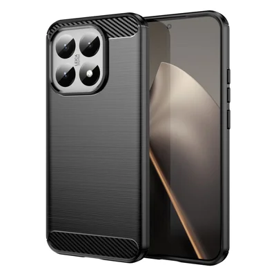 For Xiaomi 15T Case Protective Phone Cover Carbon Fiber Texture Brushed - Black