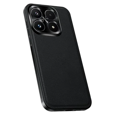 Til Xiaomi 17 Case PU + TPU + PC Telefon Bagdæksel med Metal Linse Ramme - Sort