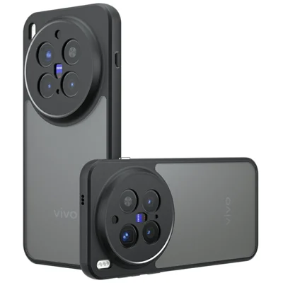 For vivo X300 Pro 5G Case Skin-Touch TPU + PC Matte Phone Back Cover, Transparent Black