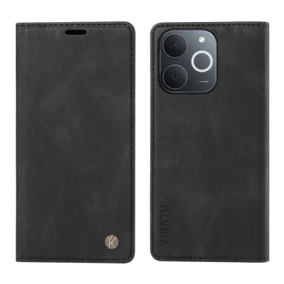 YIKATU For Realme Narzo 80 Lite 4G / Realme Note 70 4G / Realme Note 70T 4G / Realme C71 4G (India) Leather Cover  YK-004 Skin-Touch Wallet Phone Cases - Black