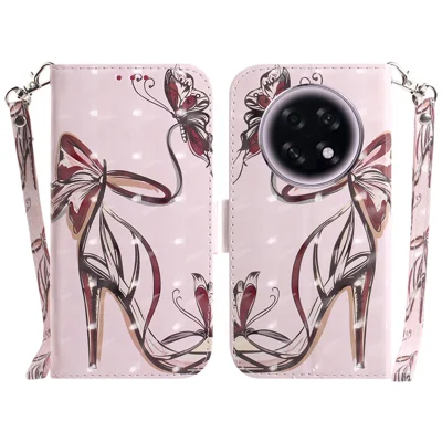 For Oppo F31 Pro+ 5G  /  A6 GT 5G Case Pattern Printing Leather Wallet Phone Cover with Wrist Strap - Butterfly High Heels