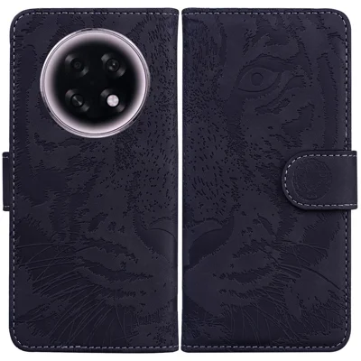 For Oppo F31 Pro+ 5G  /  A6 GT 5G Case Tiger Imprint Leather Wallet Phone Cover - Black