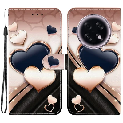 For Oppo F31 Pro+ 5G  /  A6 GT 5G Leather Case Stand Wallet Pattern Printing Phone Cover with Wrist Strap - Love