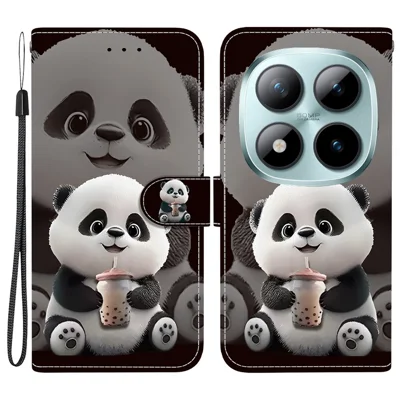 Funda de cuero con soporte y estampado para Xiaomi Redmi Note 15 Pro+ 5G - Panda de té con leche