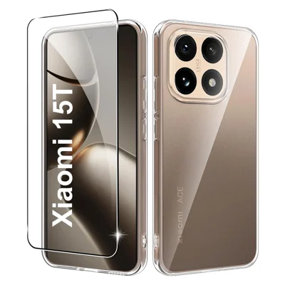 Xiaomi 15T Klare TPU Anti-Kratzer Handyhülle + 2,5D Arc Edge Bildschirmschutz