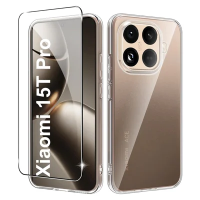 Xiaomi 15T Pro Klare TPU Anti-Kratzer Handyhülle + 2,5D Bogenrand Bildschirmschutz