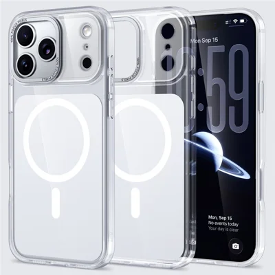 Custodia per iPhone 17 Pro compatibile con MagSafe Custodia posteriore in TPU acrilico - Argento