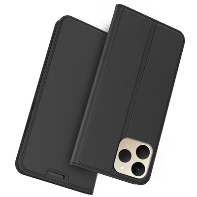 Realme 15T 5G Hülle PU-Leder Handyhülle mit Kartenfach und Ständer - Schwarz
