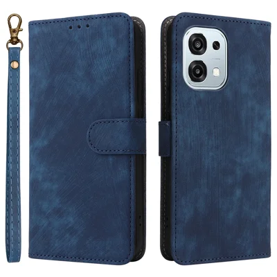 PU Leather Case for Oppo A6 Pro 4G / A6 Pro 5G / F31 5G Stand Wallet RFID Blocking Phone Cover with Strap - Blue