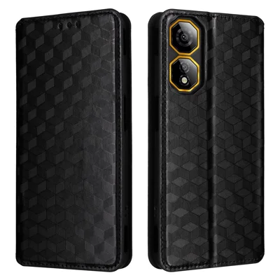 For ZTE nubia Neo 2 5G Case Wallet Rhombus Imprinted Leather Phone Cover - Black