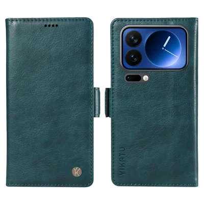 Voor Xiaomi 17 Pro Case YIKATU YK-007 Litchi-structuur PU-leer portemonnee hoes - Blauw