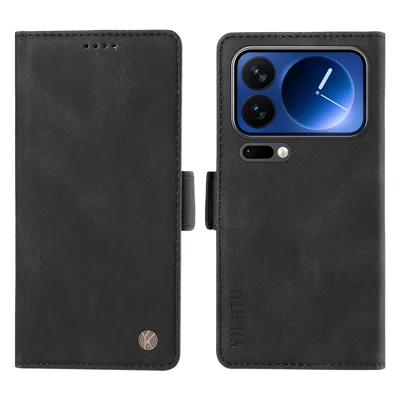 YIKATU For Xiaomi 17 Pro Leather Case  YK-005 Skin-touch Feeling Wallet Phone Cover - Black