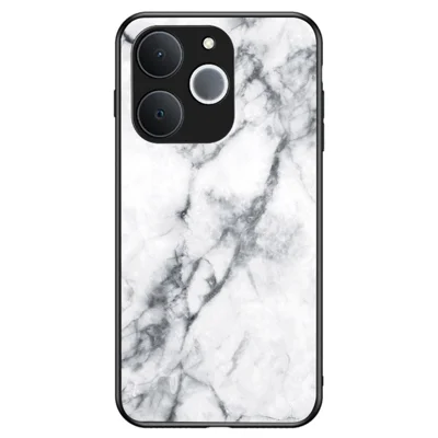For Realme C71 4G  /  Note 70 4G Case Marble Pattern Tempered Glass + PC + TPU Protective Phone Cover - White Marble