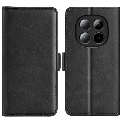 For Xiaomi Poco M8 Pro 5G / Redmi Note 15 Pro+ 5G (Global) Case Calf Texture Leather Wallet Phone Cover - Black