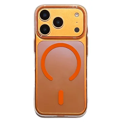 Für iPhone 17 Pro Max Hülle kompatibel mit MagSafe Ultradünne klare PC-Rückabdeckung - Orange