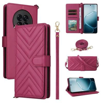 Leather Case for Oppo A6 GT 5G / A6 Max 5G / F31 Pro+ 5G Stand Wallet Phone Cover with Shoulder / Wrist Strap - Rose