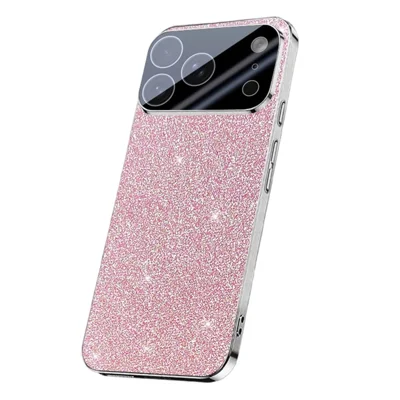 For iPhone 17 Pro Case Sparkling Starlight Glitter Electroplated Shockproof PC + TPU Phone Cover - Pink